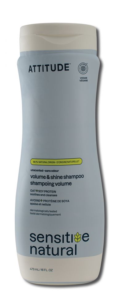 Attitude Shampoo 12 oz Extra Gentle & Volumizing Fragrance Free 16 oz