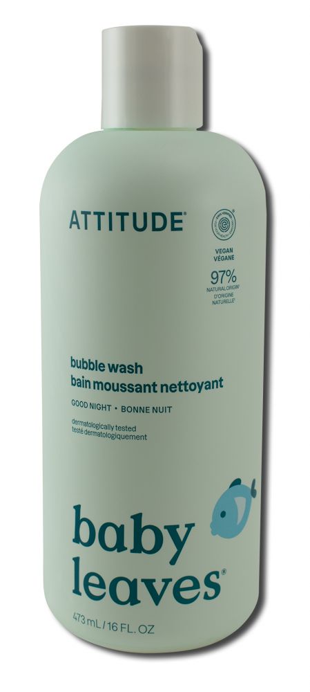 Attitude Baby Leaves Bubble Wash Night Almond Milk 16 oz