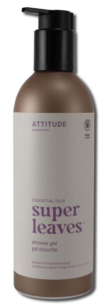 Attitude ATTITUDE SUPER LEAVES ALUMINUM BOTTLE SHOWER GEL Peppermint & Sweet Orange 16 oz
