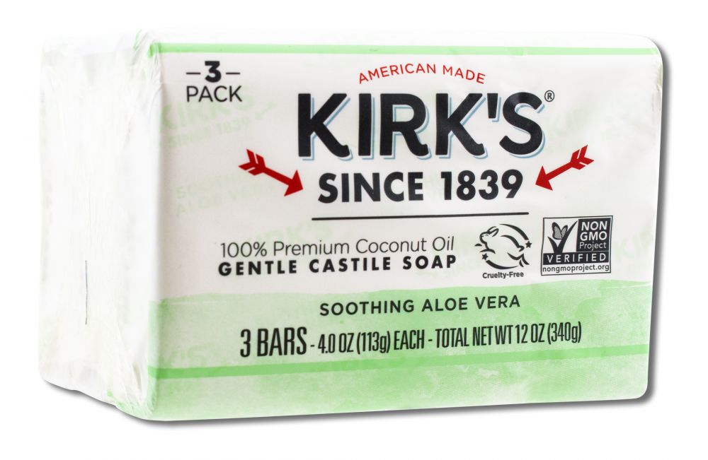 Kirks Natural Products Castile Bar Soap Aloe Vera Bar Soap 4 oz 3 pk