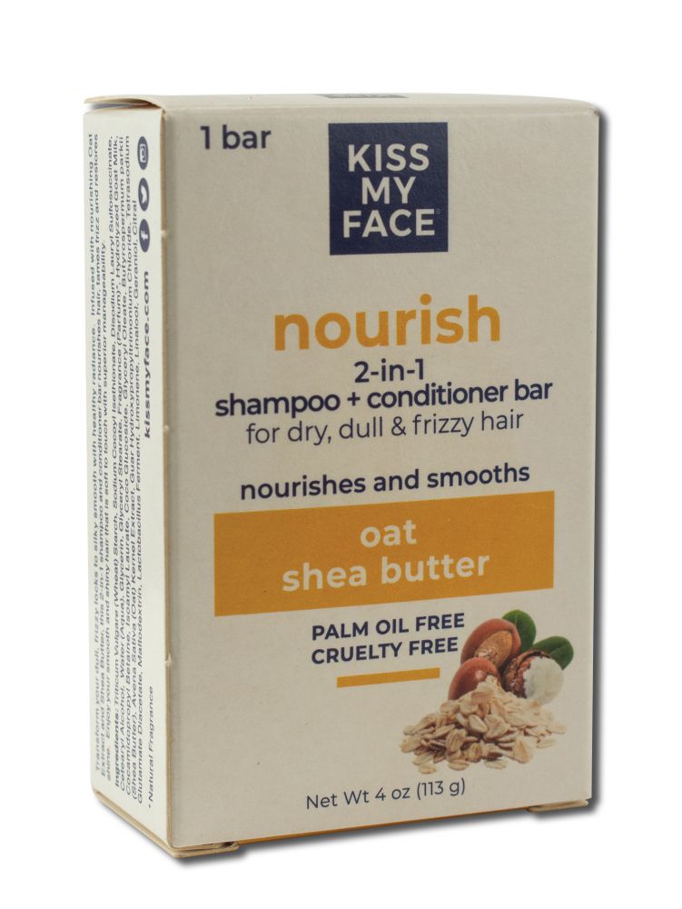 Kiss my Face Aromatherapeutic Hair Care 2-in-1 Shampoo + Conditioner Bar Nourish 4 oz