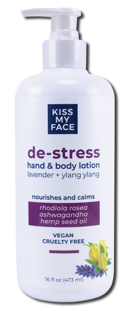 Kiss my Face Moisturizers De-Stress Hand & Body Lotion Lavender + Ylang Ylang 16 oz