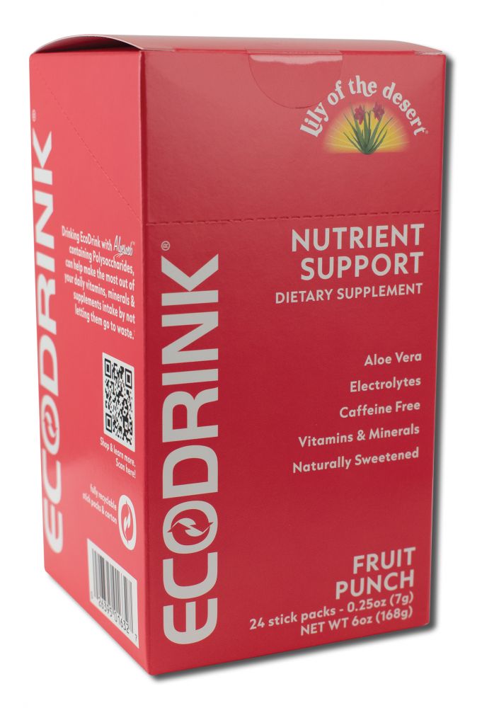 Lily of The Desert Nutrition Supplements EcoDrink Nutrient Support Fruit Punch 24 Stick Box