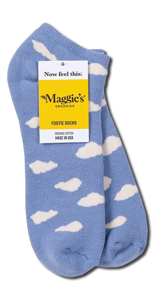 Maggies Functional Organics Footie Socks Clouds 9-11