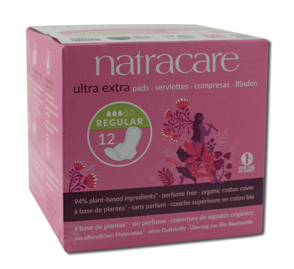 Natracare Cool Comfort Pads And Shields Ultra Extra Pads Normal with Wings 12 ct