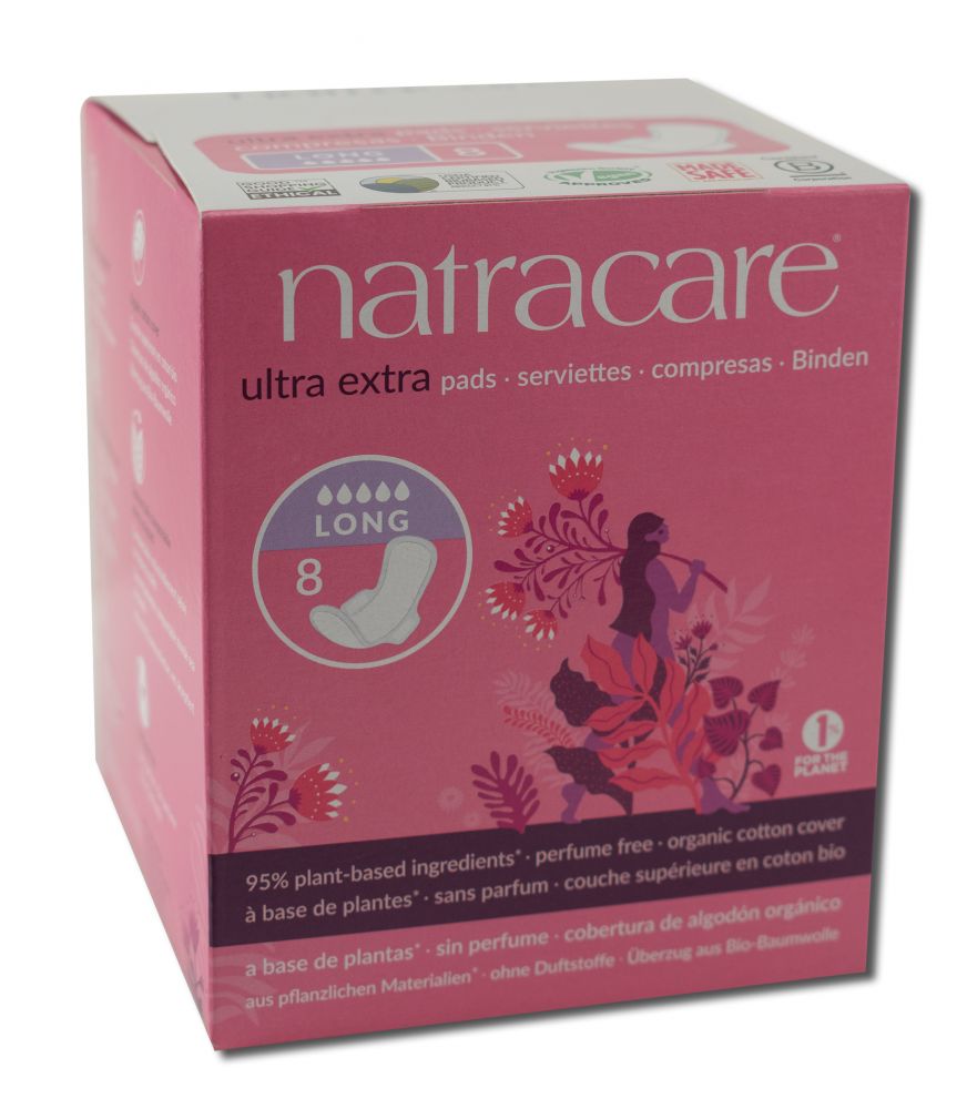 Natracare Cool Comfort Pads And Shields Ultra Extra Pads Long with Wings 8 ct