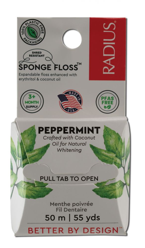 Radius Silk Floss Vegan Xylitol Mint Floss 55 yd
