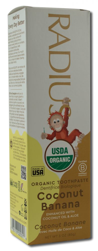 Radius Organic Toothpaste Childrens Coconut Banana 3 oz