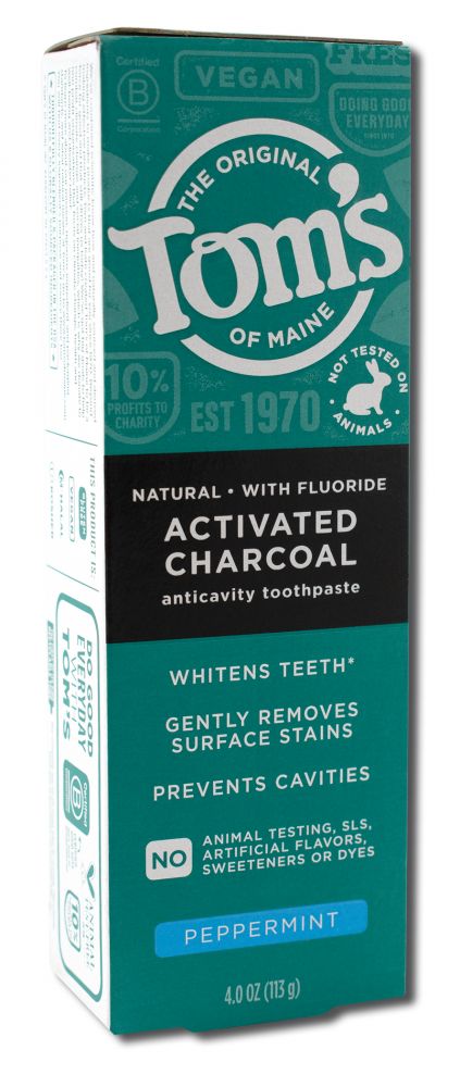 Toms of Maine Fluoride Toothpastes Activated Charcoal Peppermint 4 oz