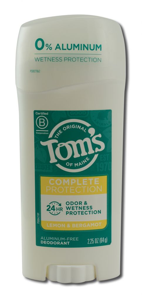 Toms of Maine Deodorants (stick & roll on) Complete Lemon & Bergamot Stick Aluminum Free Deodorant 2.25 oz