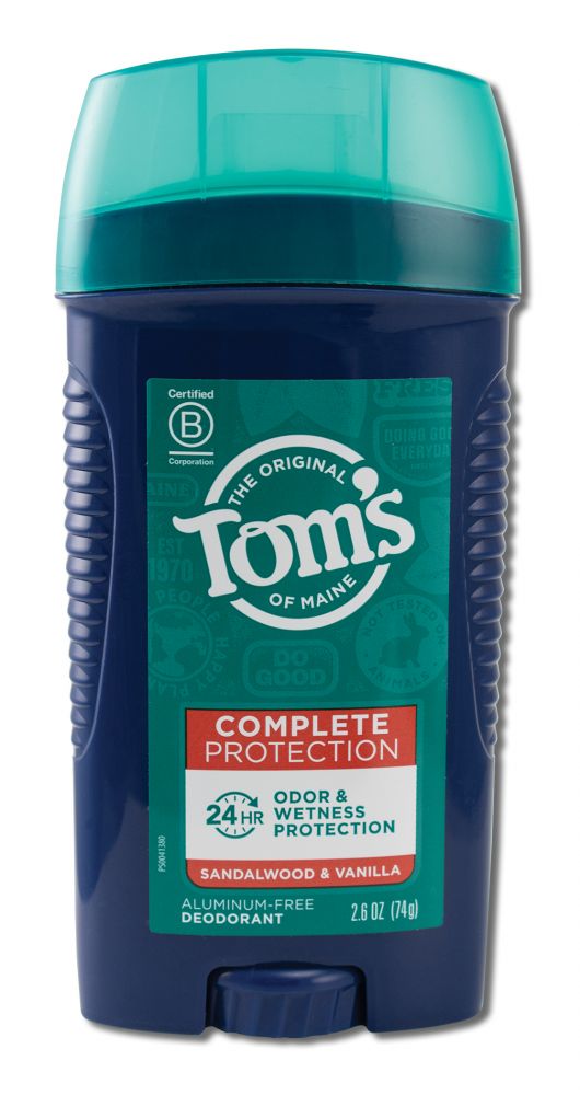Toms of Maine Deodorants (stick & roll on) Complete Sandalwood & Vanilla Stick Aluminum Free Deodorant 2.6 oz