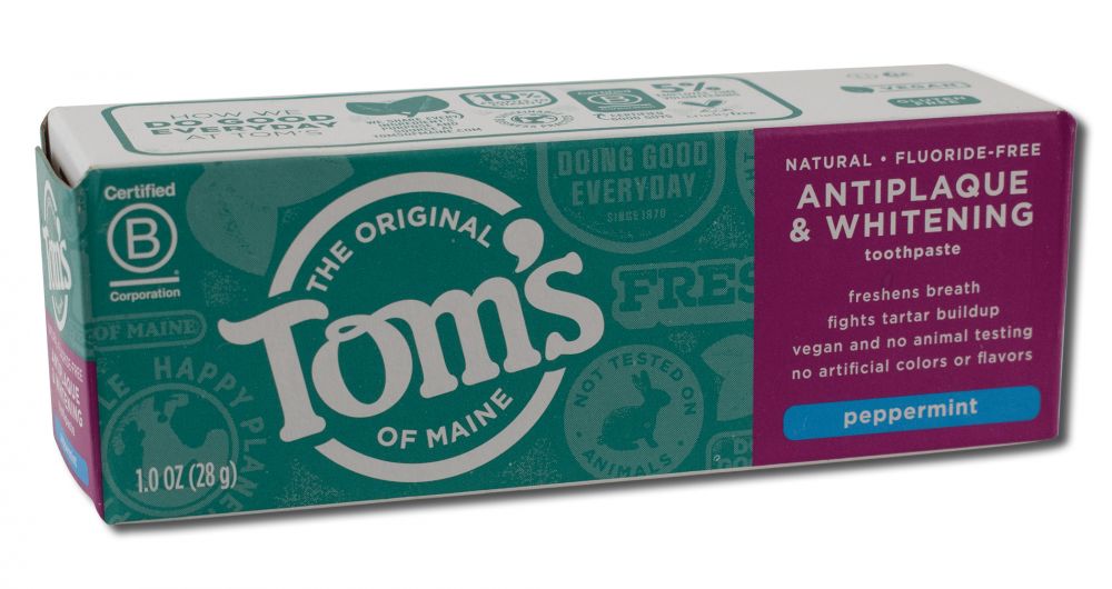 Toms of Maine Trial Size Products Peppermint Antiplaque Whitening Toothpaste 1 oz