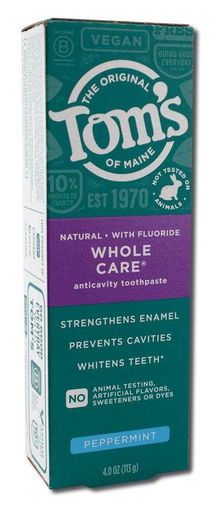 Toms of Maine Whole Care Toothpaste Peppermint 4 oz