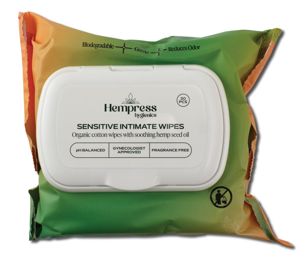 Hempress Hygienics Hemp Based Period and Personal Care Intimate Wipes 30 ct