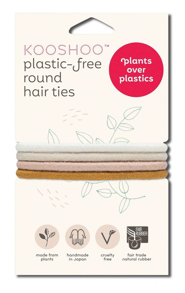 KOOSHOO Plastic Free Hair Accessories Round Hair Ties Golden Fibres 4pk
