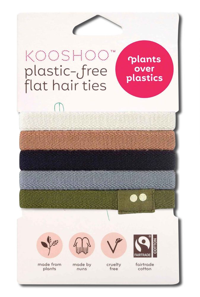 KOOSHOO Plastic Free Hair Accessories Flat Hair Ties Classics 5 pk