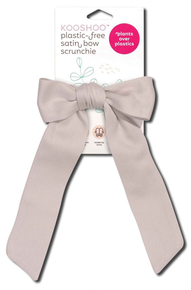 KOOSHOO Plastic Free Hair Accessories Satin Bow Scrunchie Pumice Stone