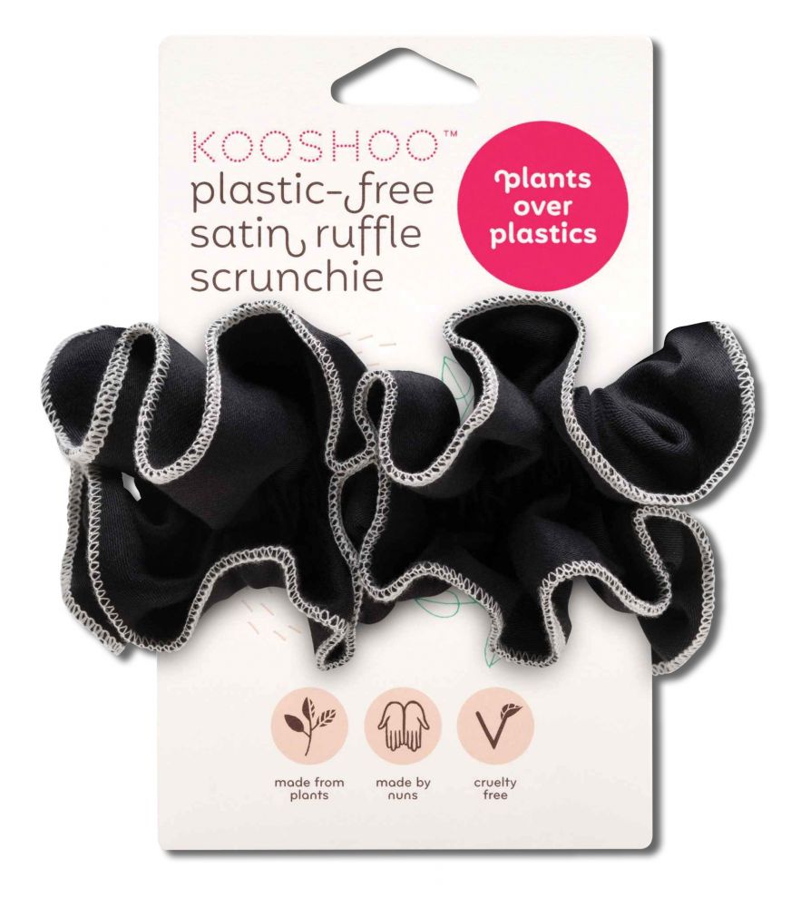 KOOSHOO Plastic Free Hair Accessories Ruffle Scrunchie Tuxedo