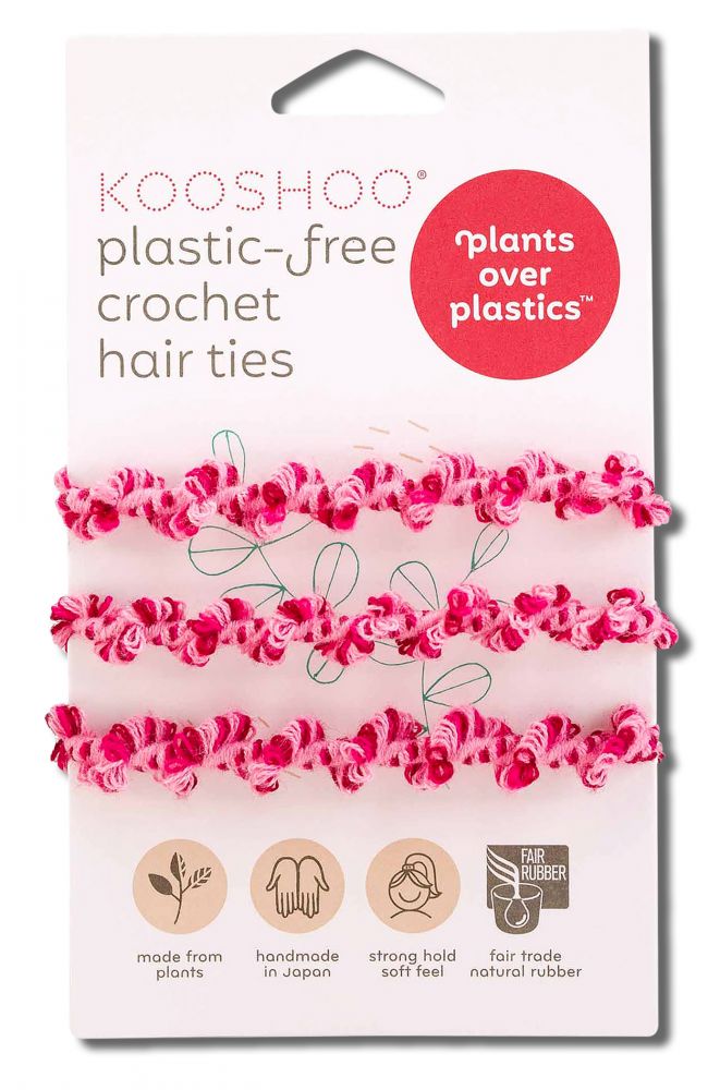KOOSHOO Plastic Free Hair Accessories Crochet Hair Ties Hot Jam 3 pk