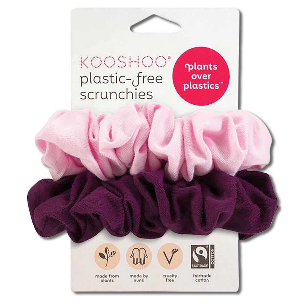 KOOSHOO Plastic Free Hair Accessories Scrunchies Pink Beet 2 pk