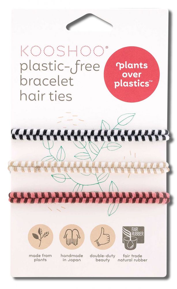 KOOSHOO Plastic Free Hair Accessories Bracelet Hair Ties Wanderlust 3 pk