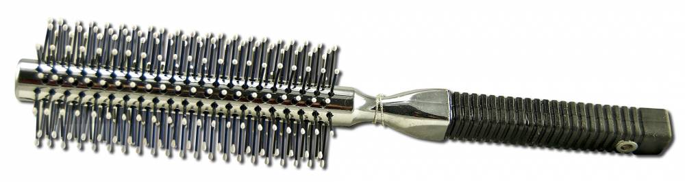Ambassador Hairbrushes (By Faller) Hairbrushes - Silver Metal-Plastic Colored Handles (Modern Design) #6601 Round/Plastic Pins