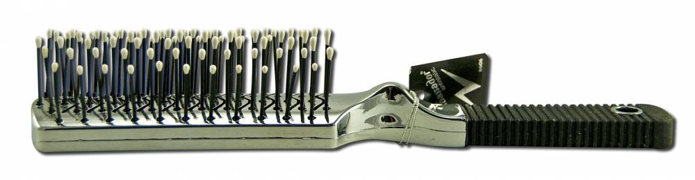 Ambassador Hairbrushes (By Faller) Hairbrushes - Silver Metal-Plastic Colored Handles (Modern Design) #6606 Rectangular/Vent Plastic Pin