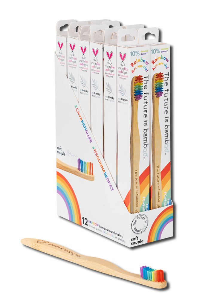 The Future Is Bamboo Bamboo Toothbrush Adult Soft Rainbow Display 12 pc
