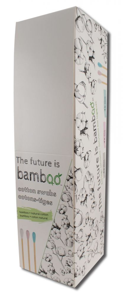 The Future Is Bamboo Bamboo Cotton Swabs Biodegradable 100 pc Bamboo Cotton Swabs POP 12 pc