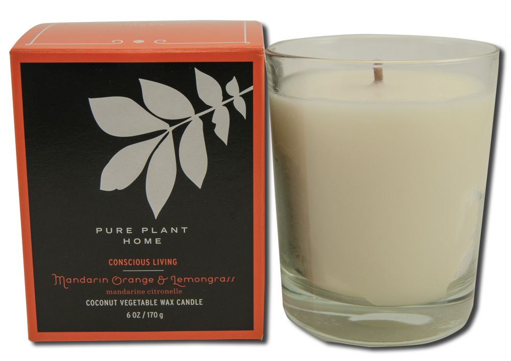 Pure Plant Home Coconut Wax in Glass Boxed Mandarin Orange/Lemongrass 6 oz