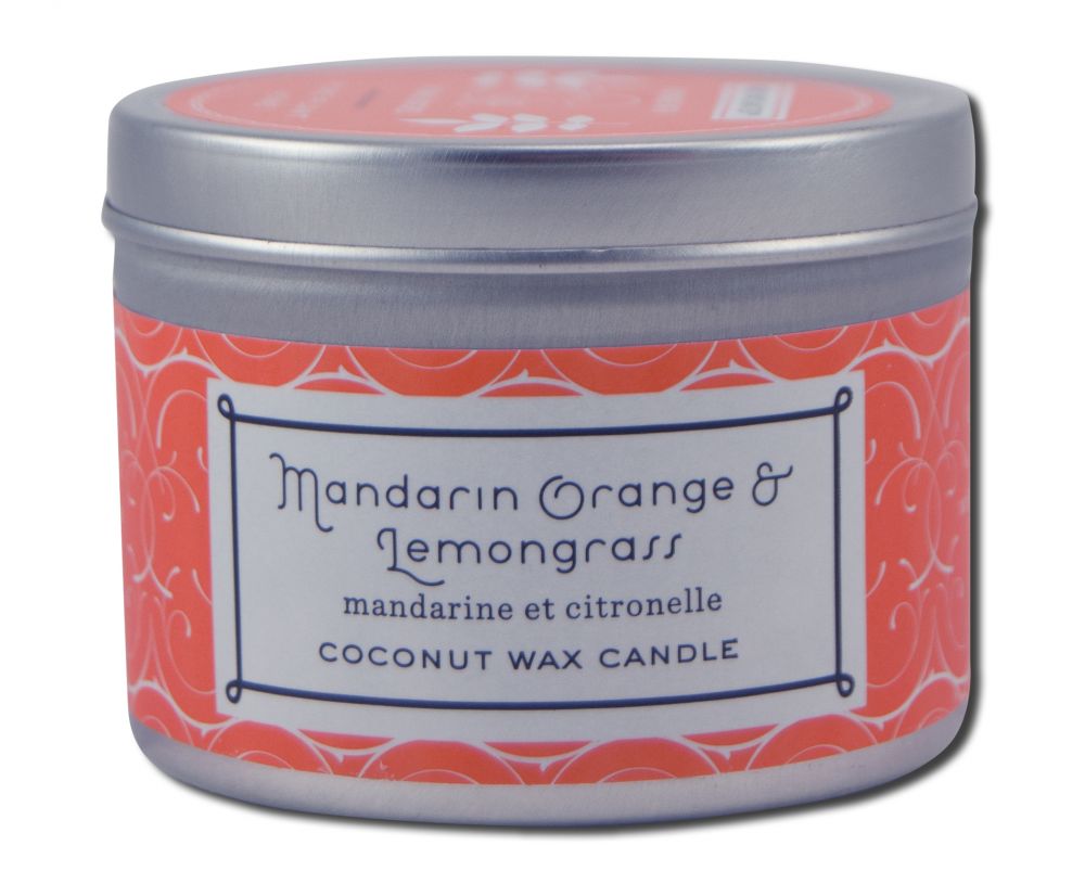 Pure Plant Home Coconut Wax in a Silver Tin Mandarian Orange/Lemongrass 3 oz