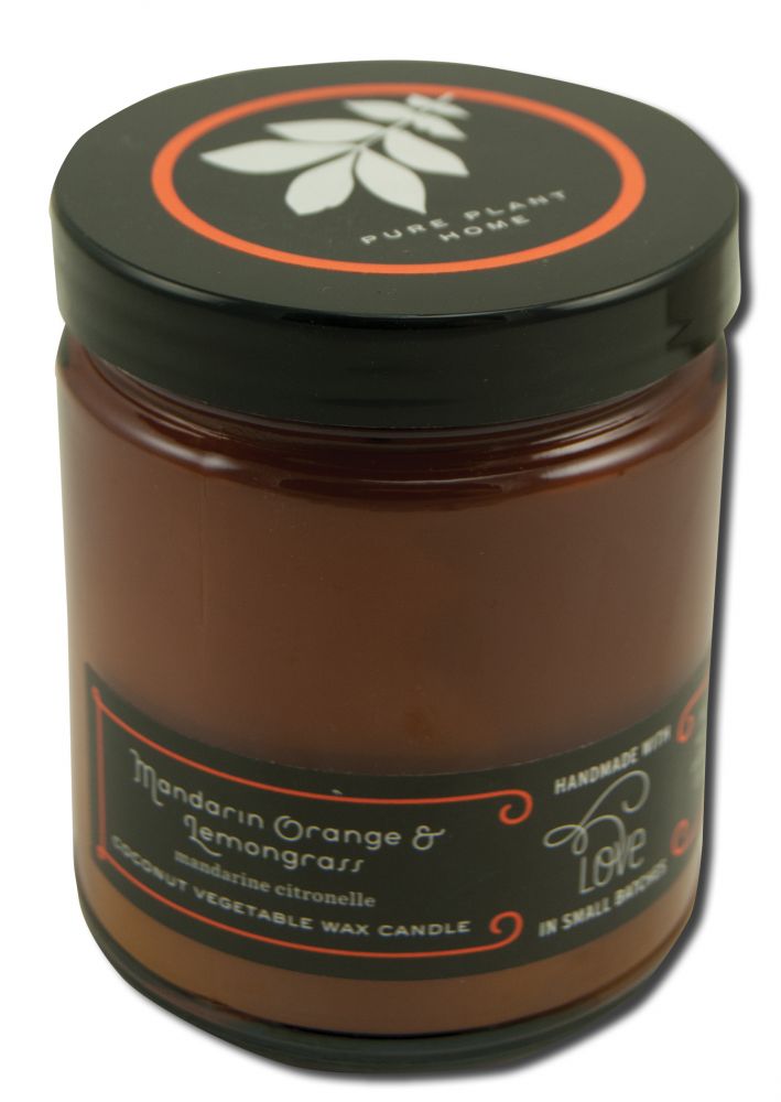 Pure Plant Home Coconut Wax Amber Apothecary Jar Mandarian Orange/Lemongrass 7 oz