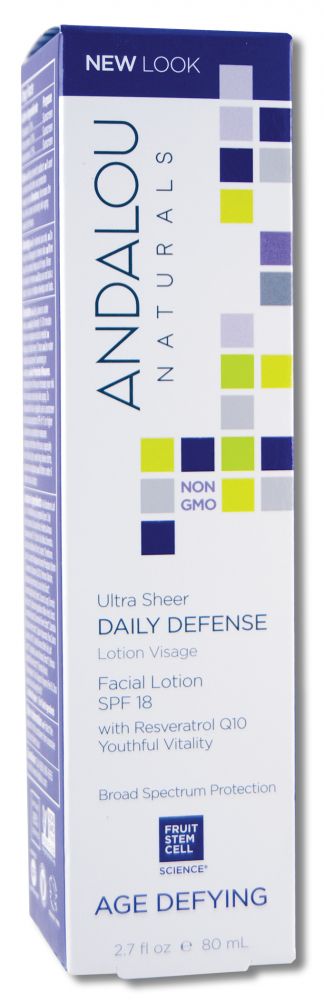 Andalou Naturals Age Defying with Resveratrol Q10 Daily Defense with SPF 18 Facial Lotion 2.7 oz