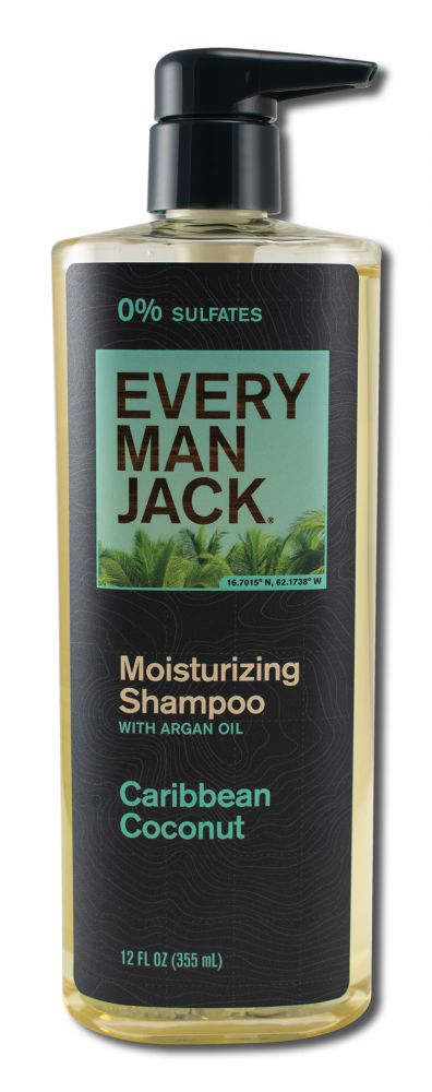 Every Man Jack Hair Shampoo with Pump Caribbean Coconut 12 oz
