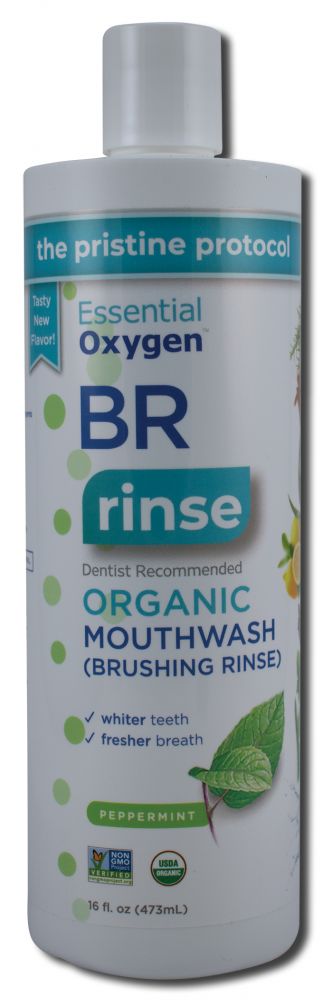 Essential Oxygen Brushing Rinse Organic Peppermint 16 oz