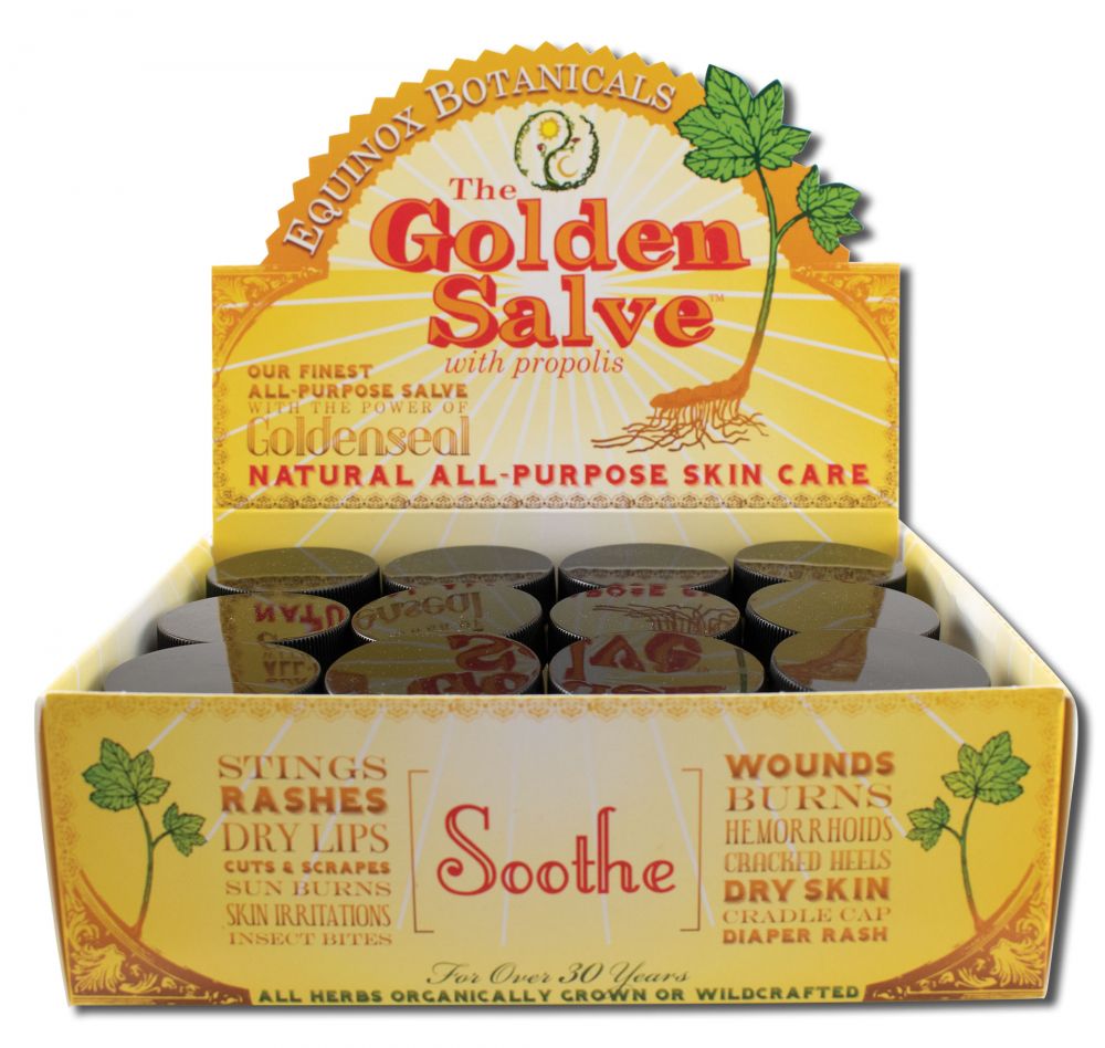 Equinox Botanicals Oils Skin Care Solutions Golden Salve 1 1/4 oz 12 pc Box