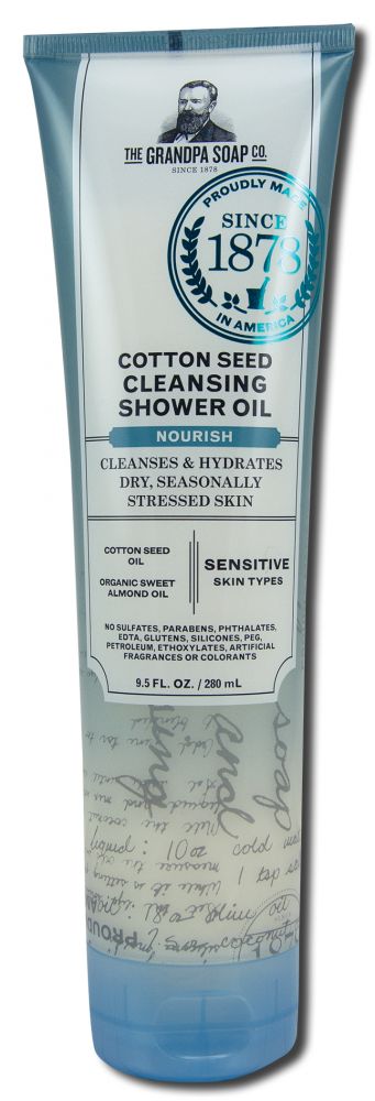 Grandpas Soap Body Cleansers Cotton Seed Cleansing Shower Oil 9.5 oz