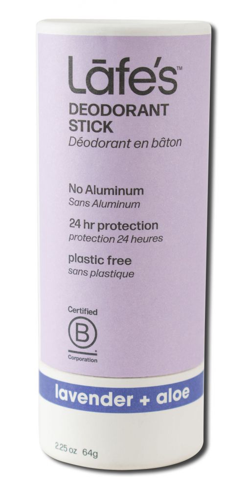 LAFES NATURAL BODYCARE Deodorant Plastic Free Stick Lavender + Aloe 2.25 oz