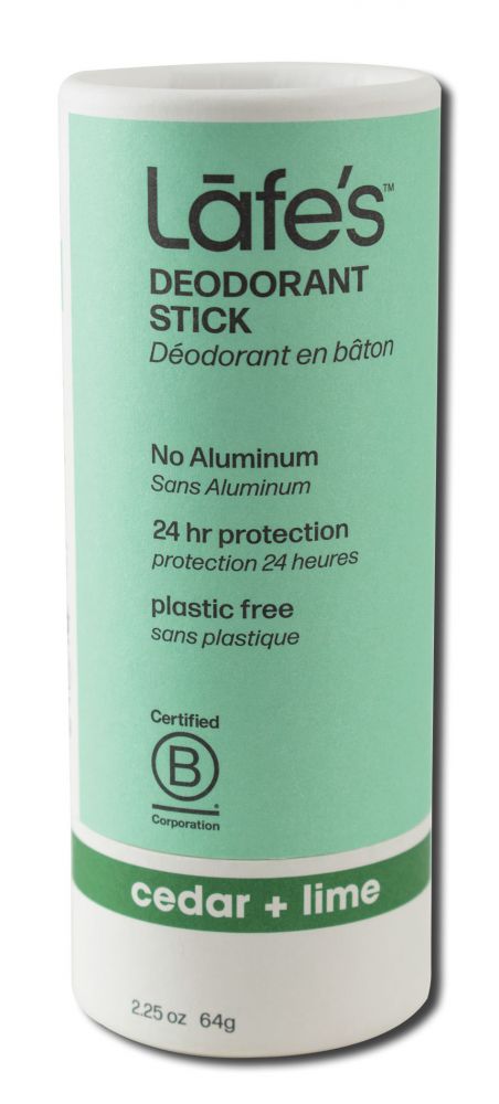 LAFES NATURAL BODYCARE Deodorant Plastic Free Stick Cedar + Lime 2.25 oz