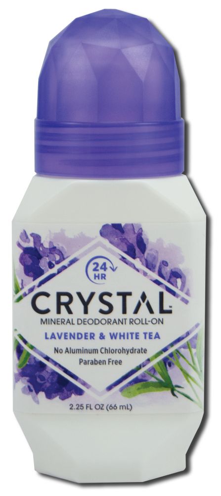 CRYSTAL Deodorant Roll On Lavender & White Tea 2.5 oz