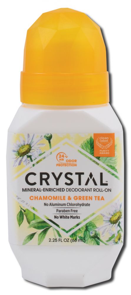 CRYSTAL Deodorant Roll On Chamomile & Green Tea 2.5 oz
