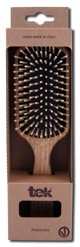 TEK US Brushes & Combs Handmade in Italy Paddle Brush with Regular Pins