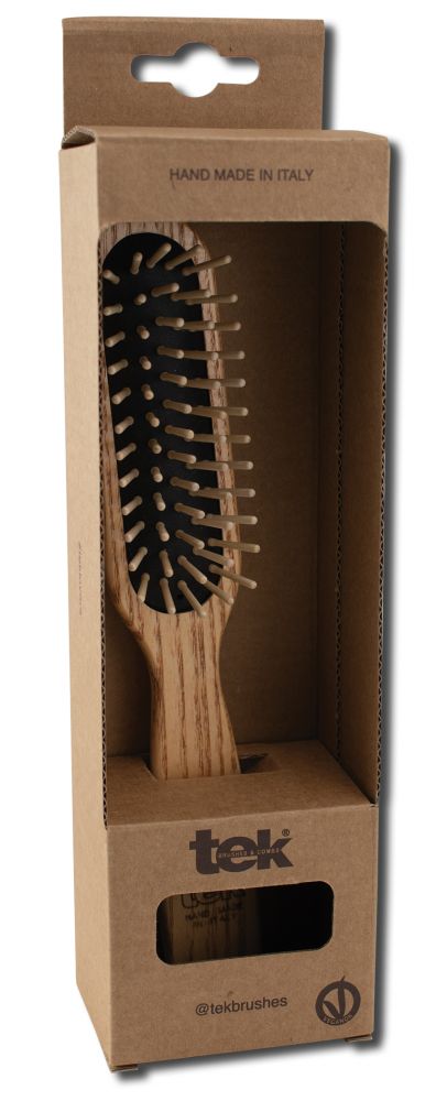TEK US Brushes & Combs Handmade in Italy Rectangular Brush with Regular Pins