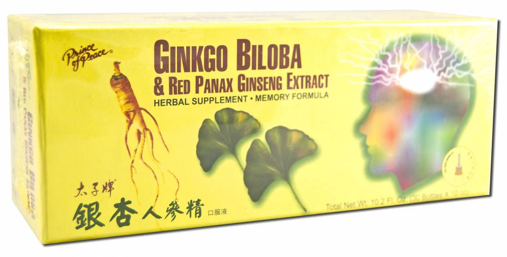 Prince of Peace Chinese Ginseng Extracts And Blends Ginkgo Biloba & Red Panax Ginseng 30 x 10 cc