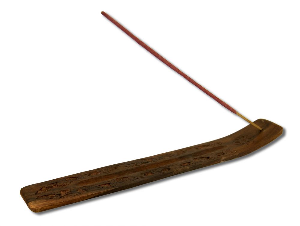 Prabhujis Gifts Incense Burners Carved Wooden Burner Flat - Flower Alone