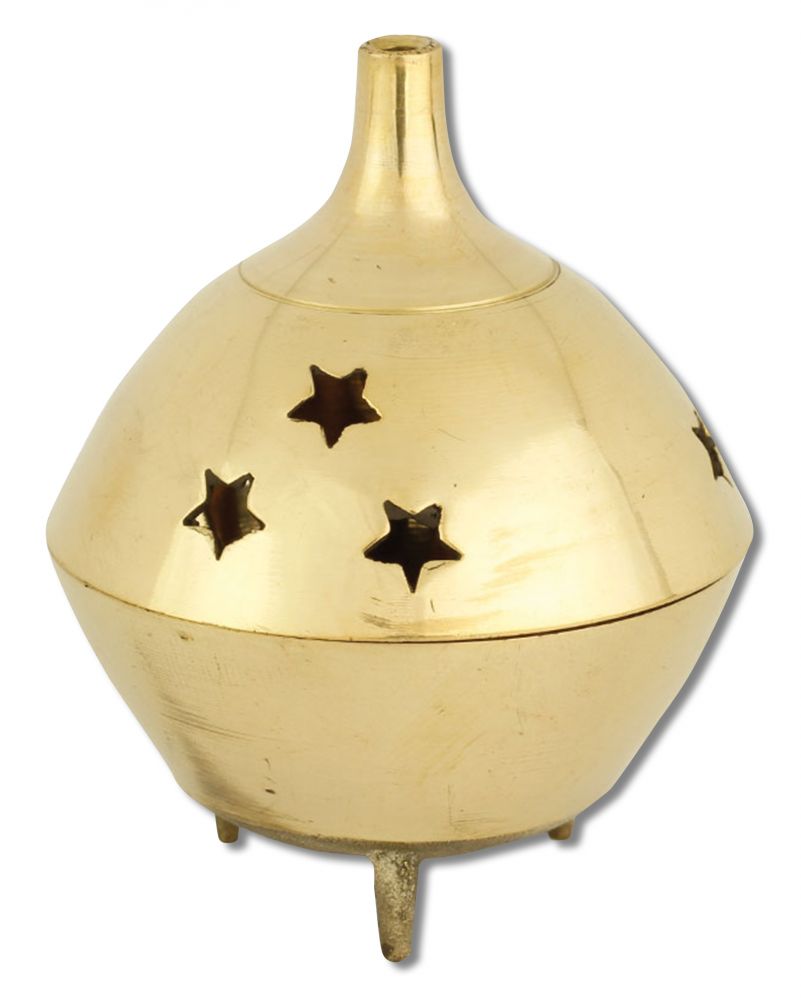 Prabhujis Gifts Incense Burners Brass Burner 3 Legged Star Jali