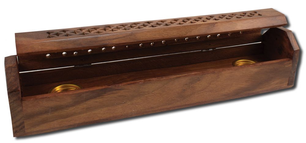 Prabhujis Gifts Incense Burners Wooden Box with Storage - Jali