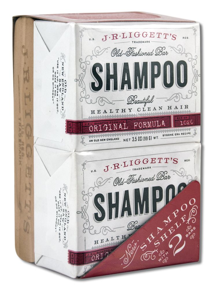 JR Liggetts Bar Shampoo Bar Shampoo Wooden Bar Soap Holder with 2 Original 8.7 oz Bars
