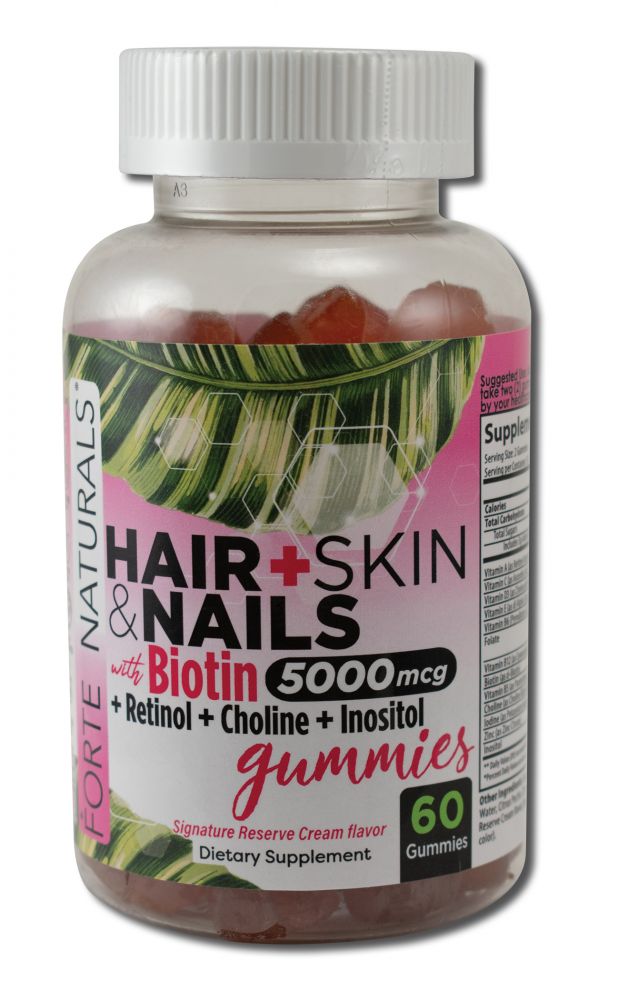 FORTE NATURALS Supplements Gummy Hair Skin w/Biotin & Nails 60 ct