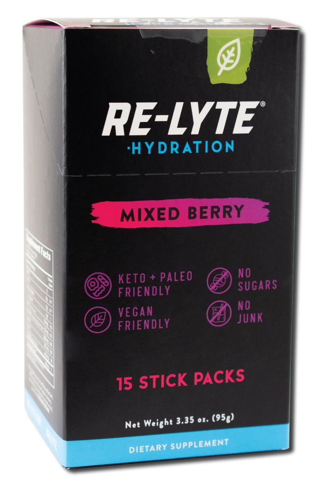 Redmond Trading Company REDMOND RE-LYTE ELECTROLYTE DRINK MIX Hydration Mixed Berry 15 Stick Pack